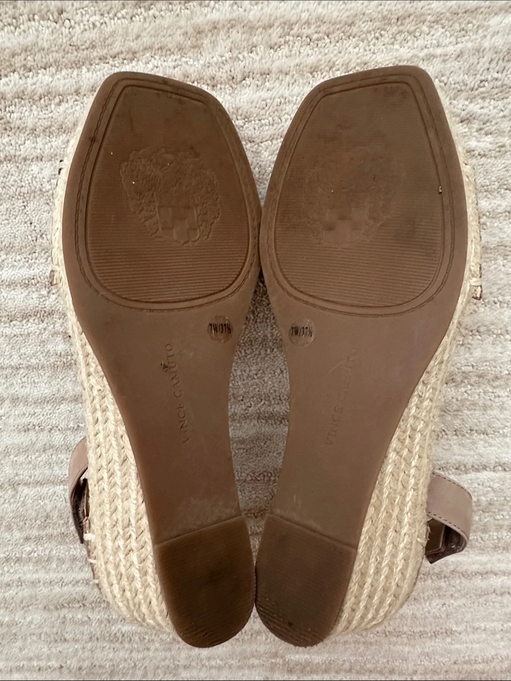 Vince Camuto Jesla Suede Leather Espadrille Wedge Sandal Brown Open Toe 7W
